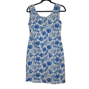 Persifor Tuckernuck Sleeveless Dress White Blue Seashell Print Summer Sport tech